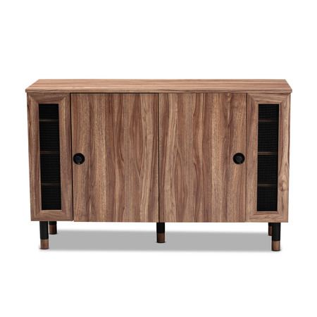 Baxton Studio Valina 2-Door Wood Entryway Shoe Storage Cabinet with Screen Inserts 155-9282